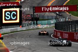 Valtteri Bottas (FIN) Mercedes AMG F1 W09 under the Safety Car. 26.08.2018. Formula 1 World Championship, Rd 13, Belgian Grand Prix, Spa Francorchamps, Belgium, Race Day.