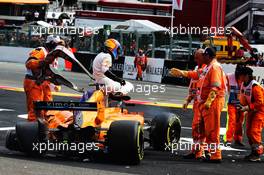 Fernando Alonso (ESP) McLaren MCL33 crashed out of the race. 26.08.2018. Formula 1 World Championship, Rd 13, Belgian Grand Prix, Spa Francorchamps, Belgium, Race Day.
