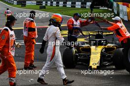 Fernando Alonso (ESP) McLaren crashed out of the race. 26.08.2018. Formula 1 World Championship, Rd 13, Belgian Grand Prix, Spa Francorchamps, Belgium, Race Day.