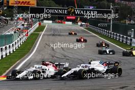 Marcus Ericsson (SWE) Sauber C37 and Sergey Sirotkin (RUS) Williams FW41 battle for position. 26.08.2018. Formula 1 World Championship, Rd 13, Belgian Grand Prix, Spa Francorchamps, Belgium, Race Day.