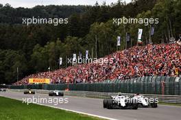 Sergey Sirotkin (RUS) Williams FW41 and Marcus Ericsson (SWE) Sauber C37. 26.08.2018. Formula 1 World Championship, Rd 13, Belgian Grand Prix, Spa Francorchamps, Belgium, Race Day.