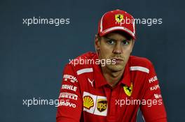 Sebastian Vettel (GER) Ferrari in the post qualifying FIA Press Conference. 25.08.2018. Formula 1 World Championship, Rd 13, Belgian Grand Prix, Spa Francorchamps, Belgium, Qualifying Day.