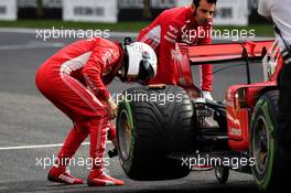 Sebastian Vettel (GER) Ferrari SF71H in qualifying parc ferme. 25.08.2018. Formula 1 World Championship, Rd 13, Belgian Grand Prix, Spa Francorchamps, Belgium, Qualifying Day.