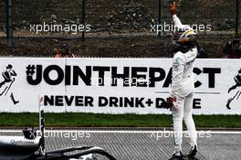 Lewis Hamilton (GBR) Mercedes AMG F1 W09 celebrates his pole position in qualifying parc ferme. 25.08.2018. Formula 1 World Championship, Rd 13, Belgian Grand Prix, Spa Francorchamps, Belgium, Qualifying Day.