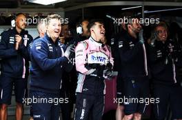 The Racing Point Force India F1 Team celebrate third and fourth position in qualifying. 25.08.2018. Formula 1 World Championship, Rd 13, Belgian Grand Prix, Spa Francorchamps, Belgium, Qualifying Day.