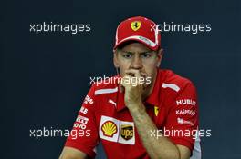 Sebastian Vettel (GER) Ferrari in the post qualifying FIA Press Conference. 25.08.2018. Formula 1 World Championship, Rd 13, Belgian Grand Prix, Spa Francorchamps, Belgium, Qualifying Day.