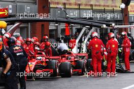 Sebastian Vettel (GER) Ferrari SF71H and Kimi Raikkonen (FIN) Ferrari SF71H in the pits. 25.08.2018. Formula 1 World Championship, Rd 13, Belgian Grand Prix, Spa Francorchamps, Belgium, Qualifying Day.