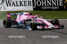 Esteban Ocon (FRA) Racing Point Force India F1 VJM11 locks up under braking. 25.08.2018. Formula 1 World Championship, Rd 13, Belgian Grand Prix, Spa Francorchamps, Belgium, Qualifying Day.