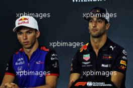 (L to R): Pierre Gasly (FRA) Scuderia Toro Rosso and Daniel Ricciardo (AUS) Red Bull Racing in the FIA Press Conference. 23.08.2018. Formula 1 World Championship, Rd 13, Belgian Grand Prix, Spa Francorchamps, Belgium, Preparation Day.