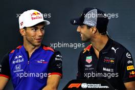 (L to R): Pierre Gasly (FRA) Scuderia Toro Rosso and Daniel Ricciardo (AUS) Red Bull Racing in the FIA Press Conference. 23.08.2018. Formula 1 World Championship, Rd 13, Belgian Grand Prix, Spa Francorchamps, Belgium, Preparation Day.