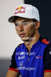 Pierre Gasly (FRA) Scuderia Toro Rosso in the FIA Press Conference. 23.08.2018. Formula 1 World Championship, Rd 13, Belgian Grand Prix, Spa Francorchamps, Belgium, Preparation Day.