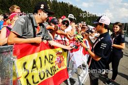 Sergio Perez (MEX) Force India F1 Team signs autographs for the fans. 23.08.2018. Formula 1 World Championship, Rd 13, Belgian Grand Prix, Spa Francorchamps, Belgium, Preparation Day.