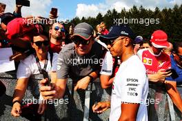 Lewis Hamilton (GBR) Mercedes AMG F1 with fans. 23.08.2018. Formula 1 World Championship, Rd 13, Belgian Grand Prix, Spa Francorchamps, Belgium, Preparation Day.