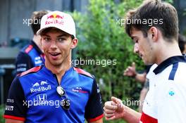 (L to R): Pierre Gasly (FRA) Scuderia Toro Rosso with Charles Leclerc (MON) Sauber F1 Team. 23.08.2018. Formula 1 World Championship, Rd 13, Belgian Grand Prix, Spa Francorchamps, Belgium, Preparation Day.