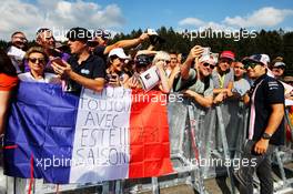 Sergio Perez (MEX) Force India F1 Team with fans. 23.08.2018. Formula 1 World Championship, Rd 13, Belgian Grand Prix, Spa Francorchamps, Belgium, Preparation Day.