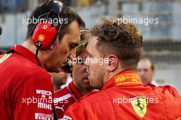 Sebastian Vettel (GER) Ferrari on the grid. 08.04.2018. Formula 1 World Championship, Rd 2, Bahrain Grand Prix, Sakhir, Bahrain, Race Day.