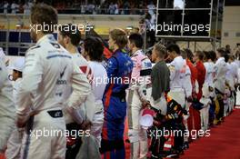 Drivers line up. 08.04.2018. Formula 1 World Championship, Rd 2, Bahrain Grand Prix, Sakhir, Bahrain, Race Day.