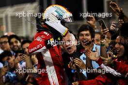 Race winner Sebastian Vettel (GER) Ferrari celebrates in parc ferme. 08.04.2018. Formula 1 World Championship, Rd 2, Bahrain Grand Prix, Sakhir, Bahrain, Race Day.