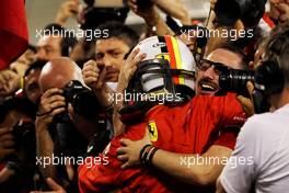 Race winner Sebastian Vettel (GER) Ferrari celebrates in parc ferme. 08.04.2018. Formula 1 World Championship, Rd 2, Bahrain Grand Prix, Sakhir, Bahrain, Race Day.