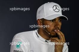 Lewis Hamilton (GBR) Mercedes AMG F1 in the FIA Press Conference. 08.04.2018. Formula 1 World Championship, Rd 2, Bahrain Grand Prix, Sakhir, Bahrain, Race Day.