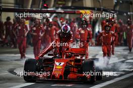 Kimi Raikkonen (FIN) Ferrari SF71H retired from the race in the pits after an error during a pitstop. 08.04.2018. Formula 1 World Championship, Rd 2, Bahrain Grand Prix, Sakhir, Bahrain, Race Day.