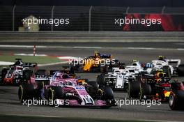 Sergio Perez (MEX) Sahara Force India F1 VJM11 at the start of the race. 08.04.2018. Formula 1 World Championship, Rd 2, Bahrain Grand Prix, Sakhir, Bahrain, Race Day.