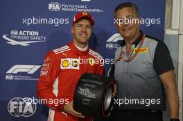 Pole for Sebastian Vettel (GER) Ferrari SF71H. 07.04.2018. Formula 1 World Championship, Rd 2, Bahrain Grand Prix, Sakhir, Bahrain, Qualifying Day.