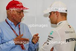 (L to R): Niki Lauda (AUT) Mercedes Non-Executive Chairman with Valtteri Bottas (FIN) Mercedes AMG F1.