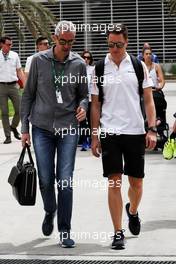 Stoffel Vandoorne (BEL) McLaren with Alessandro Alunni Bravi (ITA) Driver Manager. 05.04.2018. Formula 1 World Championship, Rd 2, Bahrain Grand Prix, Sakhir, Bahrain, Preparation Day.