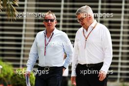 (L to R): Martin Brundle (GBR) Sky Sports Commentator with Ross Brawn (GBR) Managing Director, Motor Sports. 05.04.2018. Formula 1 World Championship, Rd 2, Bahrain Grand Prix, Sakhir, Bahrain, Preparation Day.
