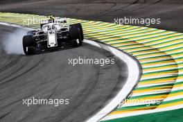 Charles Leclerc (MON) Sauber F1 Team C37 locks up under braking. 09.11.2018. Formula 1 World Championship, Rd 20, Brazilian Grand Prix, Sao Paulo, Brazil, Practice Day.