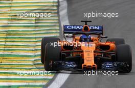 Fernando Alonso (ESP) McLaren F1  09.11.2018. Formula 1 World Championship, Rd 20, Brazilian Grand Prix, Sao Paulo, Brazil, Practice Day.