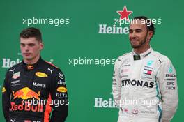 Lewis Hamilton (GBR) Mercedes AMG F1  and Max Verstappen (NLD) Red Bull Racing  11.11.2018. Formula 1 World Championship, Rd 20, Brazilian Grand Prix, Sao Paulo, Brazil, Race Day.