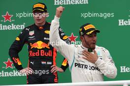 1st place Lewis Hamilton (GBR) Mercedes AMG F1 W09 and 2nd place Max Verstappen (NLD) Red Bull Racing RB14. 11.11.2018. Formula 1 World Championship, Rd 20, Brazilian Grand Prix, Sao Paulo, Brazil, Race Day.