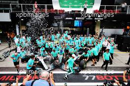 Lewis Hamilton (GBR) Mercedes AMG F1; Toto Wolff (GER) Mercedes AMG F1 Shareholder and Executive Director; and Valtteri Bottas (FIN) Mercedes AMG F1, celebrate winning the Constructors' Championship. 11.11.2018. Formula 1 World Championship, Rd 20, Brazilian Grand Prix, Sao Paulo, Brazil, Race Day.
