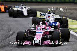 Esteban Ocon (FRA) Racing Point Force India F1 VJM11. 11.11.2018. Formula 1 World Championship, Rd 20, Brazilian Grand Prix, Sao Paulo, Brazil, Race Day.
