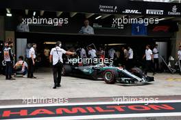 Lewis Hamilton (GBR) Mercedes AMG F1 W09 leaves the pits. 10.11.2018. Formula 1 World Championship, Rd 20, Brazilian Grand Prix, Sao Paulo, Brazil, Qualifying Day.