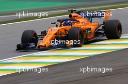 Fernando Alonso (ESP) McLaren F1  10.11.2018. Formula 1 World Championship, Rd 20, Brazilian Grand Prix, Sao Paulo, Brazil, Qualifying Day.
