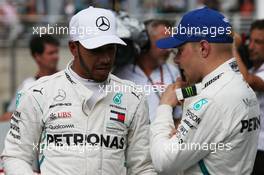 Pole for Lewis Hamilton (GBR) Mercedes and 3rd Valtteri Bottas (FIN) Mercedes AMG F1. 10.11.2018. Formula 1 World Championship, Rd 20, Brazilian Grand Prix, Sao Paulo, Brazil, Qualifying Day.