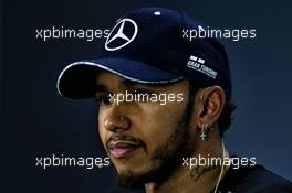 Lewis Hamilton (GBR) Mercedes AMG F1 in the post qualifying FIA Press Conference. 10.11.2018. Formula 1 World Championship, Rd 20, Brazilian Grand Prix, Sao Paulo, Brazil, Qualifying Day.