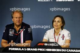 (L to R): Robert Fernley (GBR) Sahara Force India F1 Team Deputy Team Principal with Claire Williams (GBR) Williams Deputy Team Principal in the FIA Press Conference. 08.06.2018. Formula 1 World Championship, Rd 7, Canadian Grand Prix, Montreal, Canada, Practice Day.