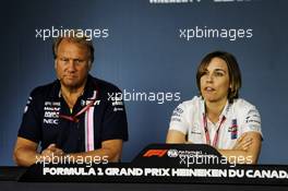 (L to R): Robert Fernley (GBR) Sahara Force India F1 Team Deputy Team Principal with Claire Williams (GBR) Williams Deputy Team Principal in the FIA Press Conference. 08.06.2018. Formula 1 World Championship, Rd 7, Canadian Grand Prix, Montreal, Canada, Practice Day.