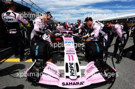 Sergio Perez (MEX) Sahara Force India F1 VJM11 on the grid. 10.06.2018. Formula 1 World Championship, Rd 7, Canadian Grand Prix, Montreal, Canada, Race Day.