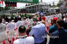 The drivers as the grid observes the national anthem. 10.06.2018. Formula 1 World Championship, Rd 7, Canadian Grand Prix, Montreal, Canada, Race Day.