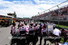 Sergio Perez (MEX) Sahara Force India F1 VJM11 on the grid. 10.06.2018. Formula 1 World Championship, Rd 7, Canadian Grand Prix, Montreal, Canada, Race Day.