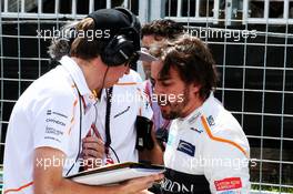 Fernando Alonso (ESP) McLaren on the grid. 10.06.2018. Formula 1 World Championship, Rd 7, Canadian Grand Prix, Montreal, Canada, Race Day.