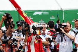Race winner Sebastian Vettel (GER) Ferrari SF71H celebrates at the end of the race. 10.06.2018. Formula 1 World Championship, Rd 7, Canadian Grand Prix, Montreal, Canada, Race Day.