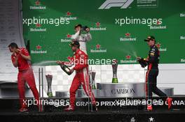 1st place Sebastian Vettel (GER) Ferrari SF71H with 2nd place Valtteri Bottas (FIN) Mercedes AMG F1 and 3rd place Max Verstappen (NLD) Red Bull Racing RB14. 10.06.2018. Formula 1 World Championship, Rd 7, Canadian Grand Prix, Montreal, Canada, Race Day.