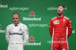 Valtteri Bottas (FIN) Mercedes AMG F1 and Sebastian Vettel (GER) Ferrari SF71H. 10.06.2018. Formula 1 World Championship, Rd 7, Canadian Grand Prix, Montreal, Canada, Race Day.
