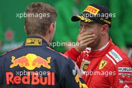 Max Verstappen (NLD) Red Bull Racing and Sebastian Vettel (GER) Scuderia Ferrari  10.06.2018. Formula 1 World Championship, Rd 7, Canadian Grand Prix, Montreal, Canada, Race Day.
